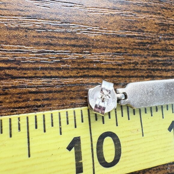 VTG Solid Sterling Silver 925 Scroll Design Dangle Earrings Size 1.5" Length - Picture 11 of 12